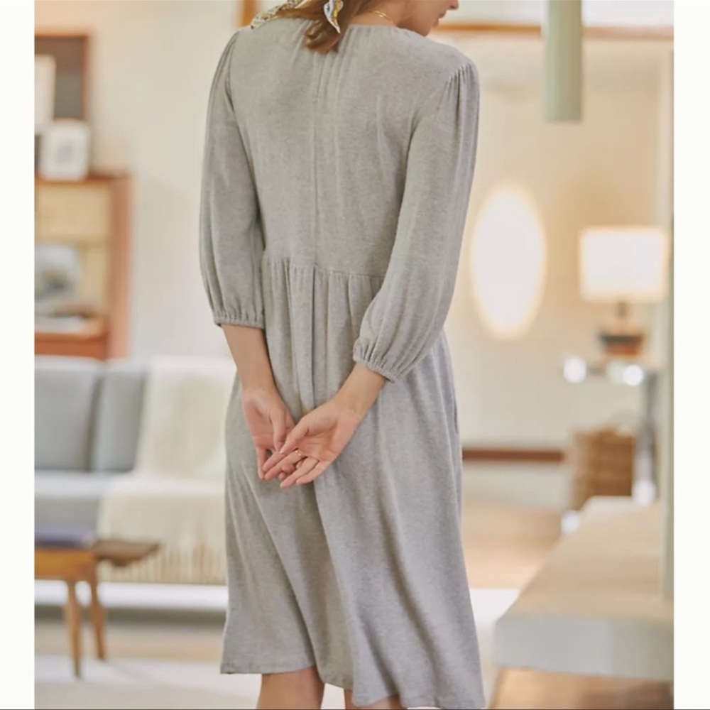 Anthropologie Puff-Sleeved Burnout Velvet Maxi Posh Dress - Picture 4 of 6